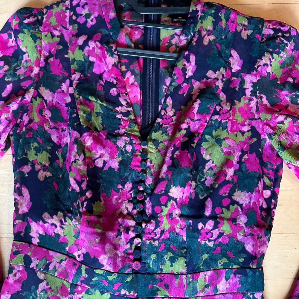 Club Monaco Pink/green Floral print maxi dress, 00. GD1141 - Picture 8 of 11